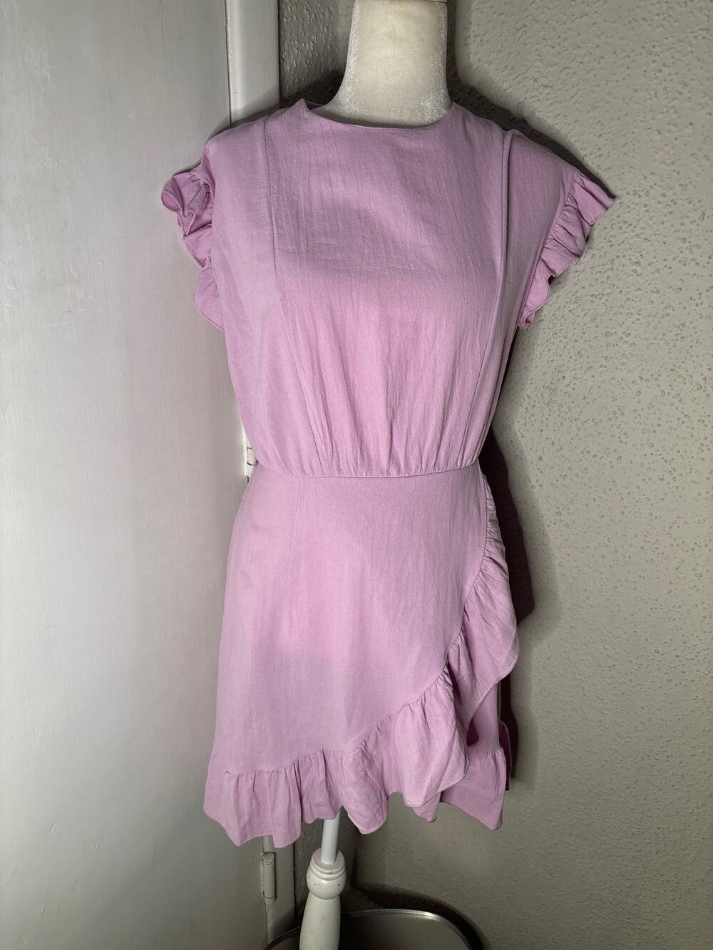 Lilac Pastel Asymmetrical Ruffle Wrap Dress S Coquette Girl Fairycore Twee Dream